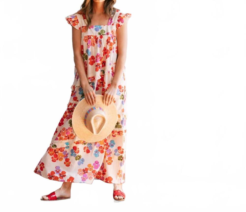 NEW SUNSHINE TIENDA women's flower olla dress in rainbow